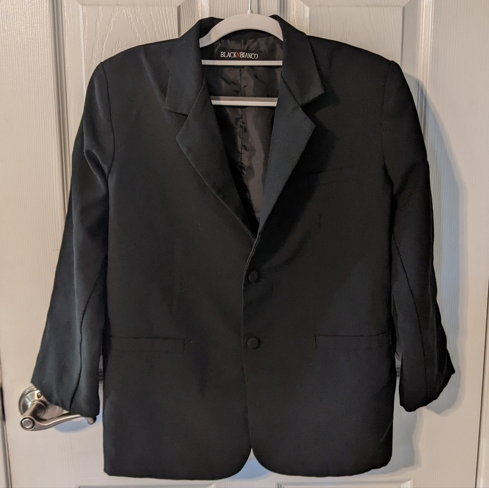 Black N Bianco Classic Boy's Black Double Button‎ Fitted Blazer Size 14